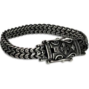 Stainless Steel Bracelets for Men 316L Surgical Steel Rugged Medieval Link Oxidized Steel Style Gunmetal Great Gifts for Men in Kuwait