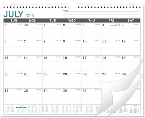 Wall Calendar 2025-2026 - Monthly Calendar from July 2025 to December 2026, Calendar 2025-2026 with Premium Paper, Spiral Bound, 14.5'' x 11.5‘’ in Kuwait