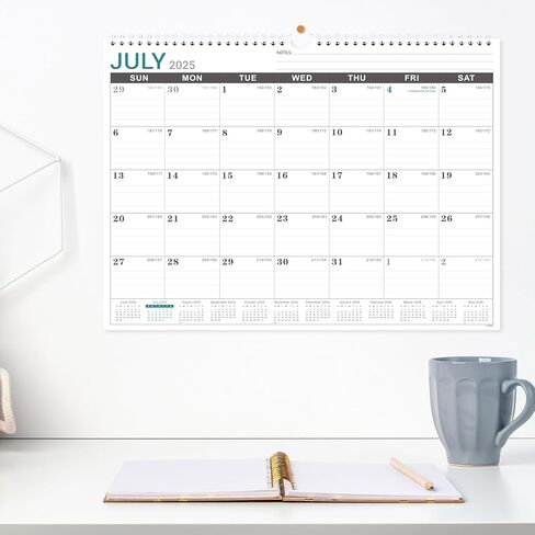 Wall Calendar 2025-2026 - Monthly Calendar from July 2025 to December 2026, Calendar 2025-2026 with Premium Paper, Spiral Bound, 14.5'' x 11.5‘’ in Kuwait