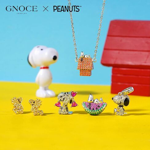 الفول السوداني الكذب سحر الماس Snoopy البطيخ للنساء ، S925 Sterling Silver Dangle Charms للزوجة ، يوم عيد الحب ، مجوهرات عيد الأم في عيد الأم in Saudi Arabia