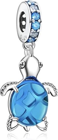 Murano Glass Sea Turtle Dangle Charm 925 Sterling Silver Pendant,Jewelry Beads Gifts for Women Bracelet&Necklace A0043-1 in Kuwait