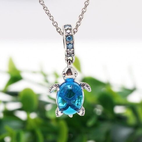 Murano Glass Sea Turtle Dangle Charm 925 Sterling Silver Pendant,Jewelry Beads Gifts for Women Bracelet&Necklace A0043-1 in Kuwait