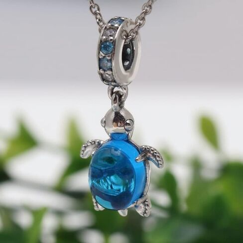 Murano Glass Sea Turtle Dangle Charm 925 Sterling Silver Pendant,Jewelry Beads Gifts for Women Bracelet&Necklace A0043-1 in Kuwait