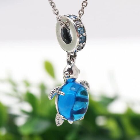 Murano Glass Sea Turtle Dangle Charm 925 Sterling Silver Pendant,Jewelry Beads Gifts for Women Bracelet&Necklace A0043-1 in Kuwait