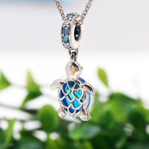 Murano Glass Sea Turtle Dangle Charm 925 Sterling Silver Pendant,Jewelry Beads Gifts for Women Bracelet&Necklace A0043-1 in Kuwait