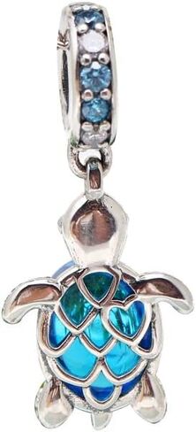 Murano Glass Sea Turtle Dangle Charm 925 Sterling Silver Pendant,Jewelry Beads Gifts for Women Bracelet&Necklace A0043-1 in Kuwait