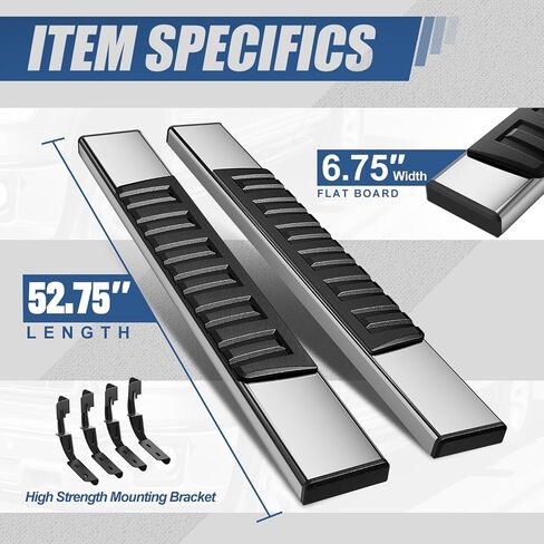 Auto Dynasty 6.75 Inches Running Boards Compatible with 2007-2019 Silverado Sierra 1500 2500HD 3500HD Regular Cab, Stainless Steel Chrome Polished Side Steps Nerf Bars in Saudi Arabia
