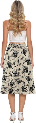 Midi Skirts for Women Trendy Elastic High Waist Flowy Swing A Line Casual Tiered Ruffle Skirt with Pockets in Saudi Arabia
