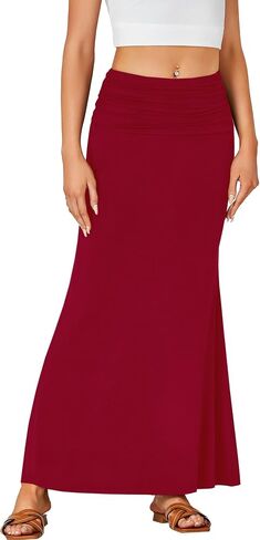طية Lyaner للسيدات فوق الخصر Maxi تنورة خفيفة الوزن طول الأرضيات الطويلة in Kuwait