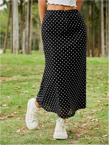 Wdirara Women's Polka Dots Fishail Midi Skirt مرنة خرق شكلك تنورة تنورة Bodycon in Kuwait
