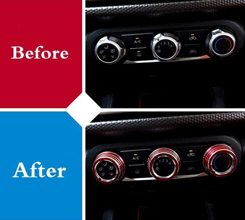 Aluminum Alloy Decorative Accessories Air Conditioner Temperature Adjustment knob AC Control Knob Cap Air Conditioner knob Cover Fit for Nissan Kicks (B Style, Red) in Kuwait