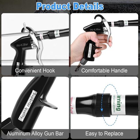 Air Blow Gun Car Detailing Dry Cleaning Air Gun with Tapered Nozzle High Pressure Car Cleaning Tool, Car Dryer Air Blower for Car Surfaces Quickly Blasts Dust, Works with Air Compressor in Kuwait