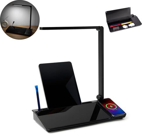 Garood Desktop Glassboard with Wireless Charger (Pink Base) Adapter Included Desk Dry Erase Board Glass Desktop White Board Desk Organizer Phone Holder Office Accessories 15.8 X 7 X 2 inches in Saudi Arabia