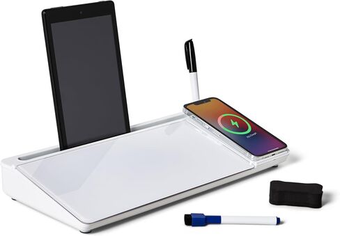 Garood Desktop Glassboard with Wireless Charger (Pink Base) Adapter Included Desk Dry Erase Board Glass Desktop White Board Desk Organizer Phone Holder Office Accessories 15.8 X 7 X 2 inches in Saudi Arabia