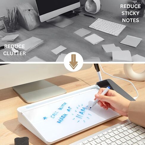 Garood Desktop Glassboard with Wireless Charger (Pink Base) Adapter Included Desk Dry Erase Board Glass Desktop White Board Desk Organizer Phone Holder Office Accessories 15.8 X 7 X 2 inches in Saudi Arabia