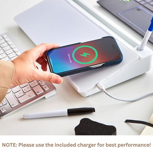 Garood Desktop Glassboard with Wireless Charger (Pink Base) Adapter Included Desk Dry Erase Board Glass Desktop White Board Desk Organizer Phone Holder Office Accessories 15.8 X 7 X 2 inches in Saudi Arabia