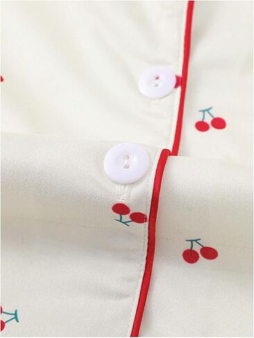 Women's Two Piece Pajama Sets Allover Print Short Sleeve Sleepwear Button Down Shirt and Bow Shorts Pj Set Loungewear in Kuwait