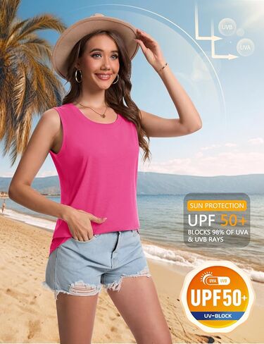 يوكولين للنساء توبخ صيف upf 50+ حماية من أشعة الشمس مغرفة رقبة منحنية قمم بلا أكمام غير رسمية in Saudi Arabia