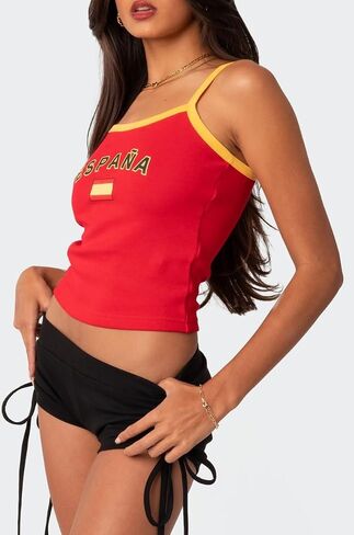 NUFIWI Women Graphic Tank Top Spaghetti Strap Embroidered Crop Tops Sleeveless Cute Baby Tee Y2k Jersey Camisole in Saudi Arabia