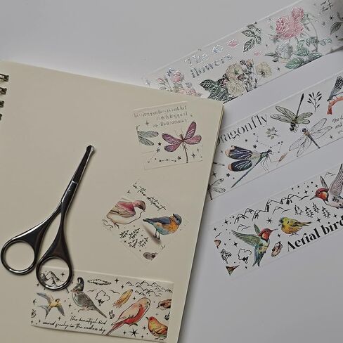 Vintage Dragonfly Floral Butterfly Botanical Washi Tape Wide Forest Masking Tape Nature Washi Tape for Scrapbooking Supplies, Junk Journal, Bullet Journaling, Art Crafts (Style1-3Pcs) in Kuwait