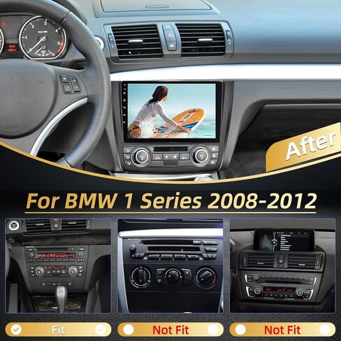 EKAT Android Car Stereo for BMW 1 Series E88 E82 E81 E87 2008-2012 - 2+64G مدمج Carplay لاسلكي وAndroid Auto - راديو بشاشة تعمل باللمس 9 بوصة مع WiFi وGPS وEQ وSWC + AHD كاميرا احتياطية وميكروفون in Saudi Arabia