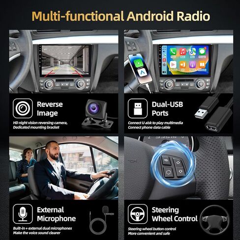 EKAT Android Car Stereo for BMW 1 Series E88 E82 E81 E87 2008-2012 - 2+64G مدمج Carplay لاسلكي وAndroid Auto - راديو بشاشة تعمل باللمس 9 بوصة مع WiFi وGPS وEQ وSWC + AHD كاميرا احتياطية وميكروفون in Saudi Arabia