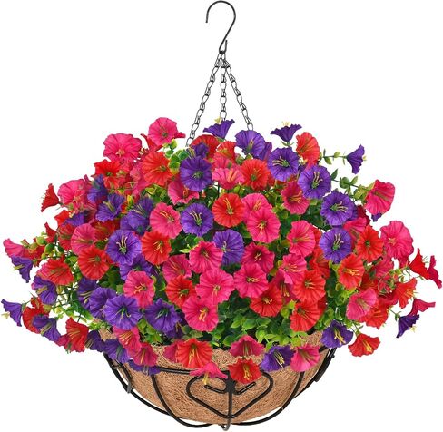 WAIPFARU الزهور الاصطناعية المعلقة للهواء الطلق للأشعة فوق البنفسجية الزهور المقاومة للمزارعين في الهواء الطلق ، والزهور الاصطناعية للهواء الطلق في حديقة الشرفة ديكور مزرعة ، وردة اللون الأحمر in Saudi Arabia