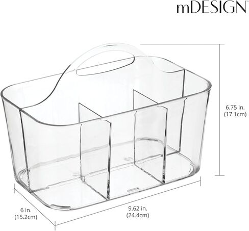 mDesign Plastic Small Office Storage Organizer Utility Tote Caddy with Handle for Cabinets, Desks, Workspaces - Hold Desktop Office Supplies, Pencils, Staplers Lumiere Collection, 2 Pack, Dark Gray in Kuwait