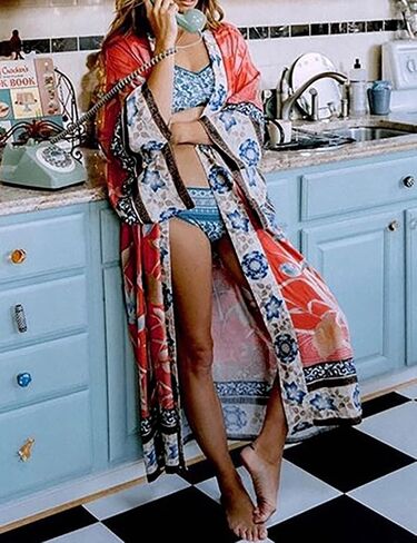 Bsubseach Beach Cover Ups for Women 2025 Kimonos Robe Cardigans Long Beach Dress Swimsuit Cover Up with Belt in Saudi Arabia