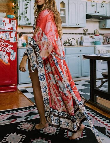 Bsubseach Beach Cover Ups for Women 2025 Kimonos Robe Cardigans Long Beach Dress Swimsuit Cover Up with Belt in Saudi Arabia