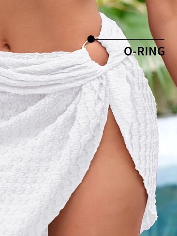 Charmo Women's Short Sarongs Wraps O-Ring Side Tie Swimsuit Cover Ups for Swimwear Semi Sheer Beach Bathing Suit Coverup in Saudi Arabia