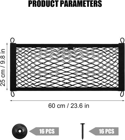 [4 حزمة] شبكة تخزين البضائع ، 23.6 × 9.8 '' ، جيب الشحن DEDC ، ملحقات عالمية مرنة السيارات مرنة الشحن الشبكية الشبكة الجيب مع 16 مسامير التثبيت ، والسنانير لقوارب سيارات السيارات الشاحنة سيارات سيارات السيارة in Saudi Arabia