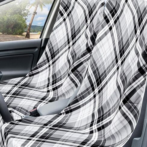 2 Pack Car Seat Towel Covers with Storage Bag Seat Post Workout Sweat Washable Cover Non Slip for Car Towel for Dog Pet Workout Outdoor Sport Activities (Retro Plaid) in Saudi Arabia