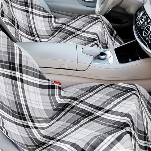 2 Pack Car Seat Towel Covers with Storage Bag Seat Post Workout Sweat Washable Cover Non Slip for Car Towel for Dog Pet Workout Outdoor Sport Activities (Retro Plaid) in Saudi Arabia