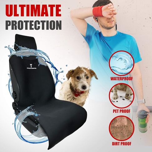Athlete INGITER ™ Universal Fit Pitcroof و Sweatproof Cover + غطاء حزام المقعد 22 "x59" (أسود) in Kuwait
