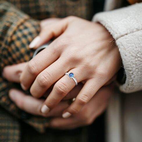 Natural Kyanite Stackable Ring for Women, Girls in Sterling Silver, Aries, Taurus, Libra Zodiac Jewelry Gifts for Her (Round, Oval, Pear) in Saudi Arabia