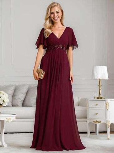 Ever-Pretty Women's Mother's Dress Chiffon V Neck A Line Appliques Waist Formal Dresses 01960 in Saudi Arabia