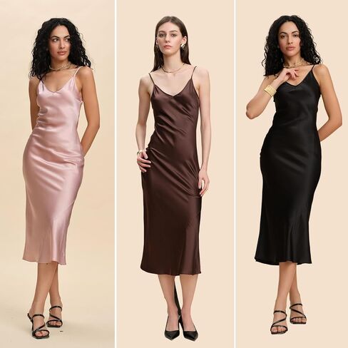 Pure Mulberry Silk Dress for Women Summer Slip Long Dress A Line Sleeveless Cocktail Guest Party V-Neck Sexy Dresses in Saudi Arabia
