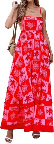 Prettygarden Summer Spaghetti حزام حزام للنساء 2025 Sundresses تدفق بوهو غير أكسي in Saudi Arabia