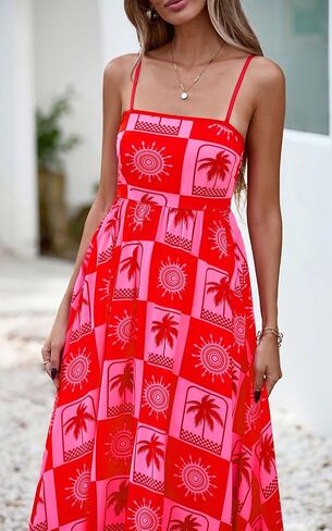 Prettygarden Summer Spaghetti حزام حزام للنساء 2025 Sundresses تدفق بوهو غير أكسي in Saudi Arabia