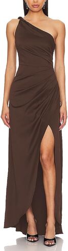 Capuffy Women's Sexy One Shoulder Long Formal Dress Ruched Waist High Split Cocktail Wedding Guest Party Maxi Dress 02 in Saudi Arabia