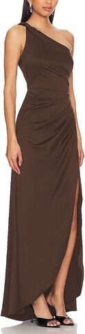 Capuffy Women's Sexy One Shoulder Long Formal Dress Ruched Waist High Split Cocktail Wedding Guest Party Maxi Dress 02 in Saudi Arabia