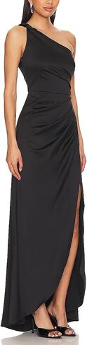 Capuffy Women's Sexy One Shoulder Long Formal Dress Ruched Waist High Split Cocktail Wedding Guest Party Maxi Dress 02 in Saudi Arabia