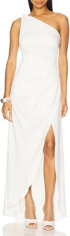 Capuffy Women's Sexy One Shoulder Long Formal Dress Ruched Waist High Split Cocktail Wedding Guest Party Maxi Dress 02 in Saudi Arabia
