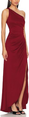 Capuffy Women's Sexy One Shoulder Long Formal Dress Ruched Waist High Split Cocktail Wedding Guest Party Maxi Dress 02 in Saudi Arabia