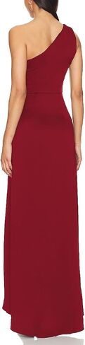 Capuffy Women's Sexy One Shoulder Long Formal Dress Ruched Waist High Split Cocktail Wedding Guest Party Maxi Dress 02 in Saudi Arabia