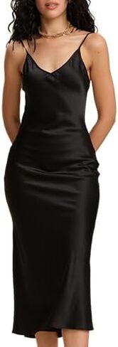 Pure Mulberry Silk Dress for Women Summer Slip Long Dress A Line Sleeveless Cocktail Guest Party V-Neck Sexy Dresses in Saudi Arabia