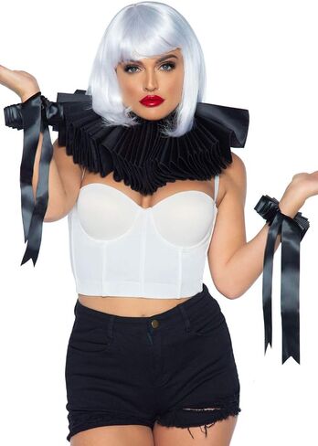 Leg Avenue Women's 2 Pc Deluxe Ruffle Neck Piece and Wrist Cuffs Costume Accessory in Saudi Arabia