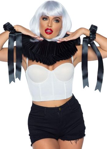 Leg Avenue Women's 2 Pc Deluxe Ruffle Neck Piece and Wrist Cuffs Costume Accessory in Saudi Arabia