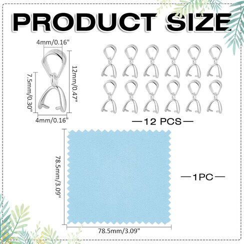 3Pcs Pinch Bail Clip Clasp 3 Size 925 Sterling Silver Snap on Bail Bead Pendant Connector Dangle Charm Jewelry Finding for Jewelry Making Accessory Supplies Necklace Bracelets DIY Craft in Kuwait